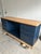 Professionally refinished solid cherry wood storage credenza / console in a beautiful dark navy finish, featuring a...
