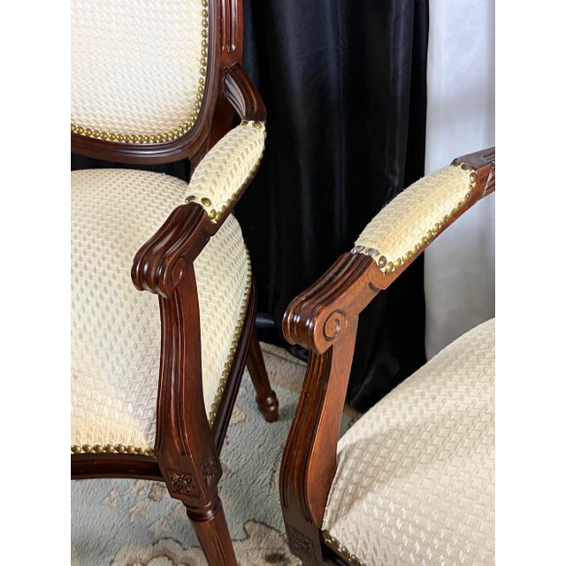 Ivory Late 20th Century The Executive’s Alcove: Neoclassical Writing Console & Medallion Armchair Suite — 3 Pieces For Sale - Image 8 of 14