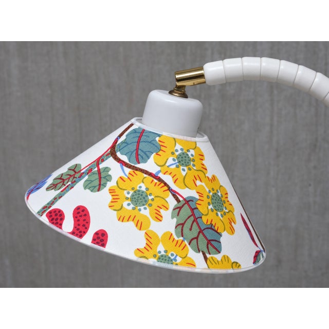 White Table Lamps with Josef Frank Shades from Markslöjd, Sweden, 1970s, Set of 2 For Sale - Image 6 of 13