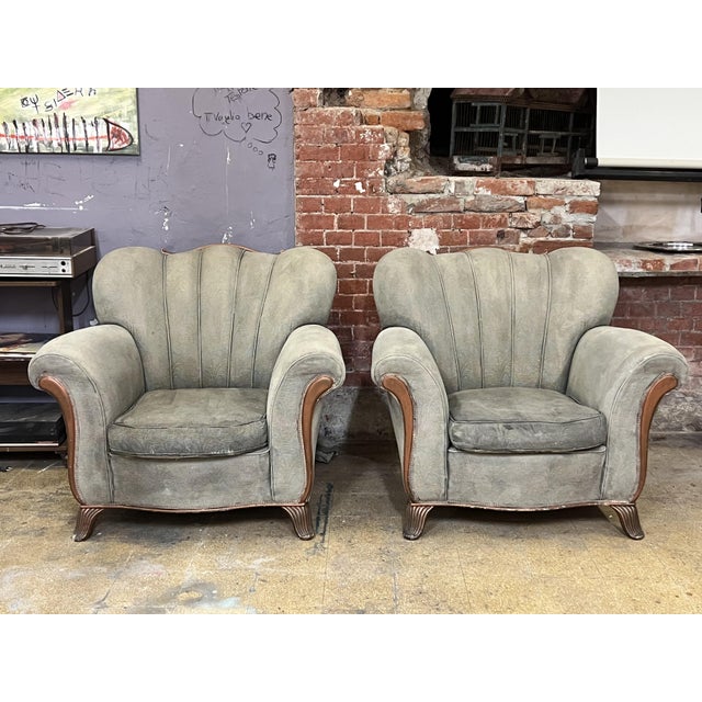 Large Art Deco Lounge Chairs, 1940s, Set of 2 For Sale - Image 6 of 12
