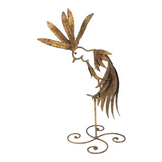 Plumed Bird Figure Florentine Gold Leaf For Sale