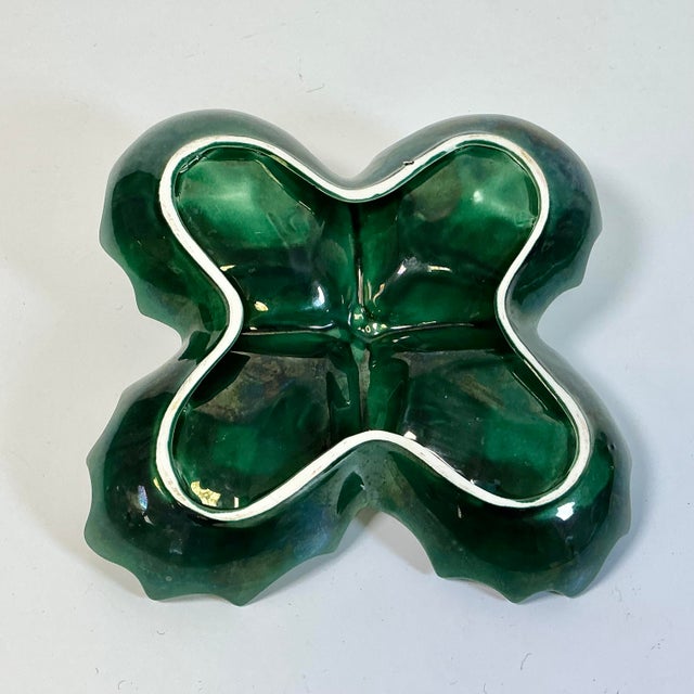 Mid 20th Century Americana Folk Art Ceramic Divided Christmas Holly Dish For Sale - Image 10 of 10
