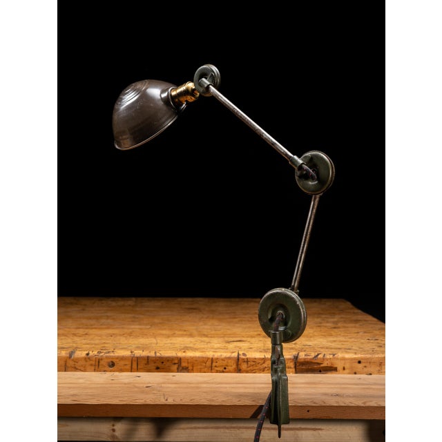 Vintage Industrial Articulating Table Mount Task Lamp For Sale - Image 4 of 11