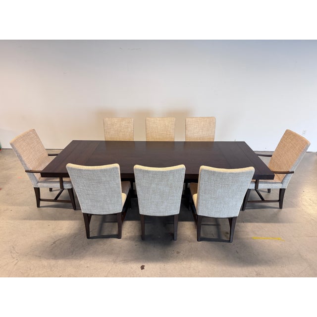 Late 20th Century Ebonized Oak Extension Dining Table With Lattice Pedestal Base For Sale - Image 13 of 13
