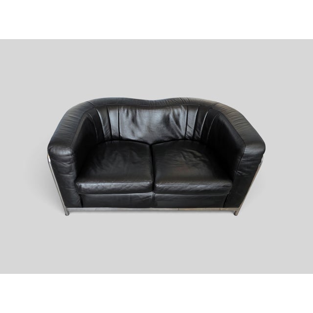 Italian Onda Black Leather Sofa by De Pas, Durbino and Lomazzi for Zanotta, 1995 For Sale - Image 15 of 18