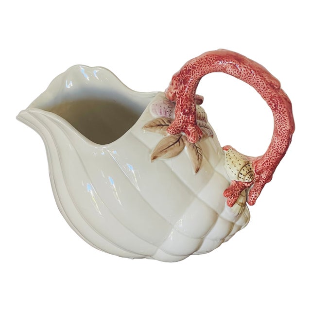 Gorgeous Fritz and Floyd Shell Shape Pitcher or Planter For Sale