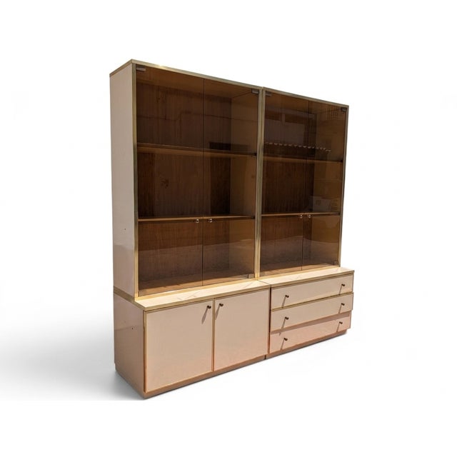 Mid-Century Modern Vintage Modular Glass Wall Bookcase, 1970s For Sale - Image 3 of 14