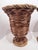 Vintage Pair Woven Wicker Urn Style Pedestal Vases For Sale - Image 9 of 12