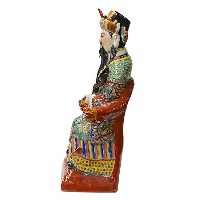 Chinese Canton Color Mixed Fenghsui Fok Lok Shao Figurines - Set of 3 For Sale - Image 9 of 13