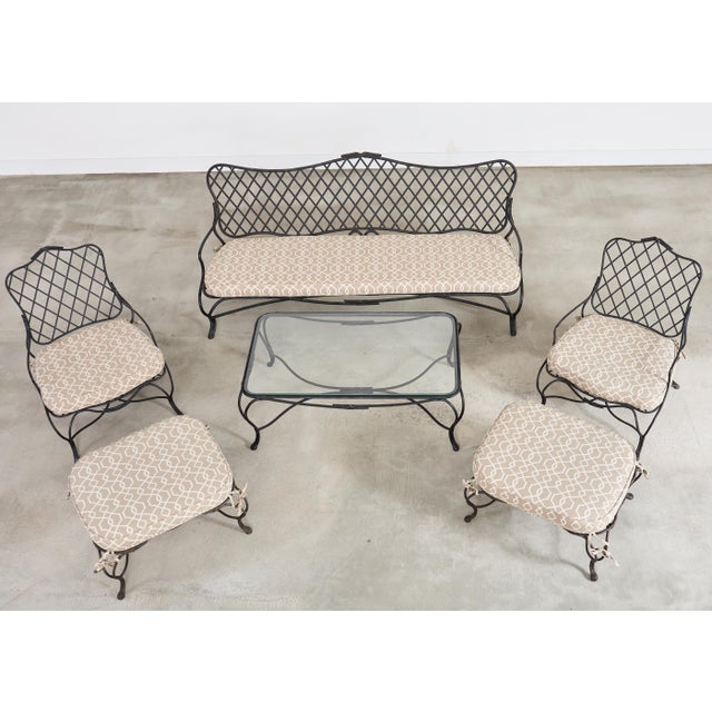 A rare and substantial patio and garden six-piece suite made in the manner and style of Rose Tarlow attributed to...