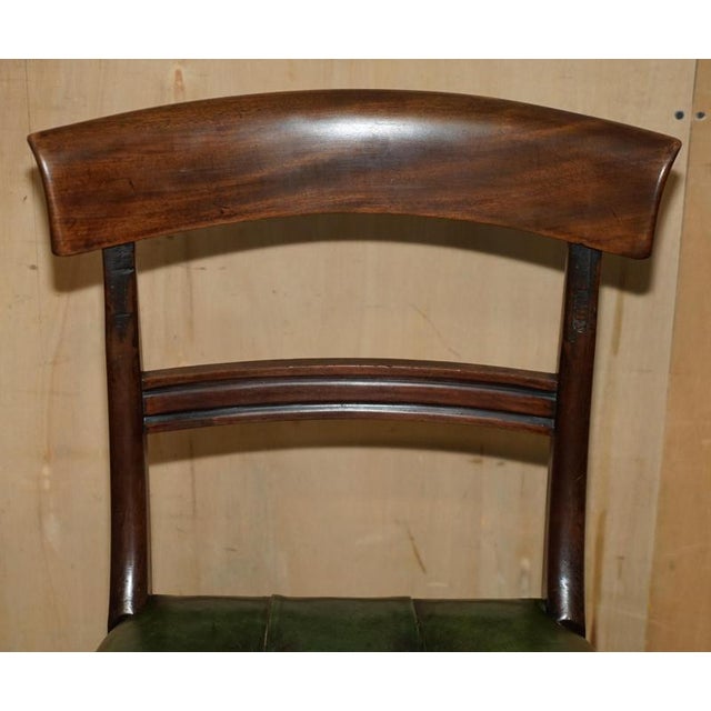 Four Fine Antique Victorian Green Leather Hardwood Chesterfield Dining Chairs 4, 1880, Set of 4 For Sale - Image 6 of 18