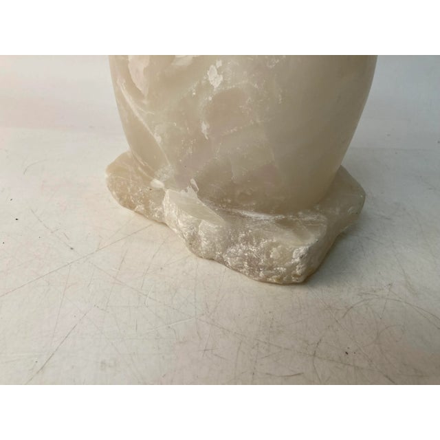 1970s Vintage Translucent White Alabaster Owl Sculpture For Sale - Image 4 of 10