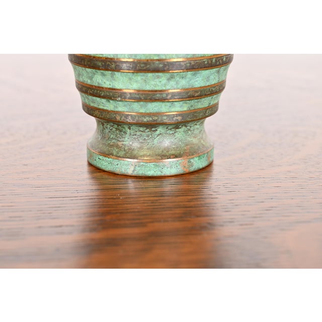 Verdigris Carl Sorensen Art Deco Verdigris Bronze Vase, Early 20th Century For Sale - Image 8 of 11
