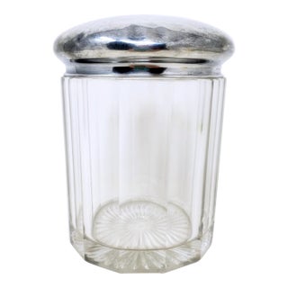 Antique Crystal Biscuit Jar With Sterling Silver Lid Decoration Day 1915 Lawrence Park For Sale