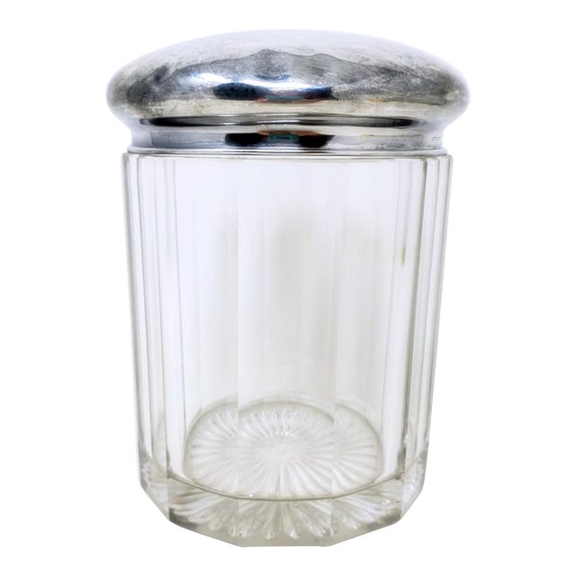 Antique Crystal Biscuit Jar With Sterling Silver Lid Decoration Day 1915 Lawrence Park For Sale