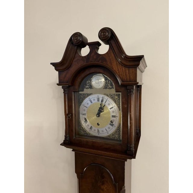 1920s Antique Mahogany Chiming Grandmother Clock, 1920 For Sale - Image 5 of 8
