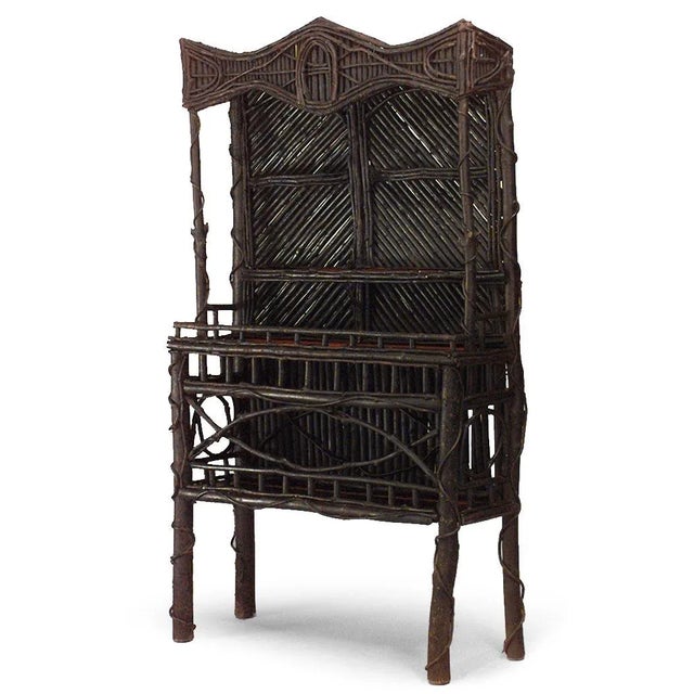 Rustic Adirondack Wood Hutch Cabinet | Chairish