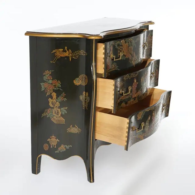 1980s Drexel Heritage Chinoiserie Decorated & Gilt Commode For Sale In Portland, OR - Image 6 of 13