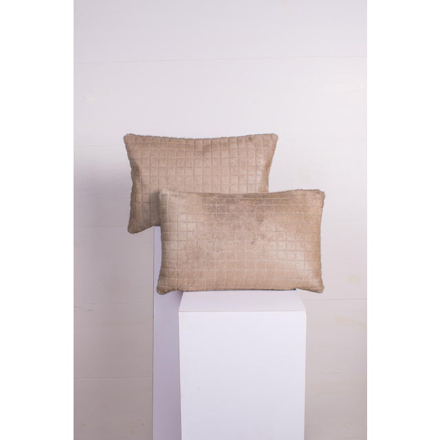 Animal Skin Checked Hair on Hide Lumbar Pillows For Sale - Image 7 of 7