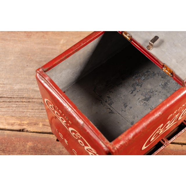 Red Vintage Coca Cola Salesman Sample Cooler For Sale - Image 8 of 16
