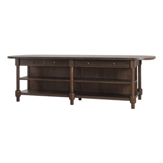 Farmhouse Kitchen Island With Open Shelving For Sale