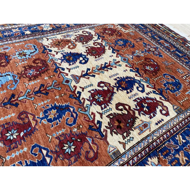 Tribal Rust Kazak Style Hand-Knotted Wool Area Rug For Sale - Image 3 of 13