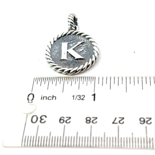 David Yurman 1990s David Yurman Letter K Amulet Sterling Silver Estate For Sale - Image 4 of 4