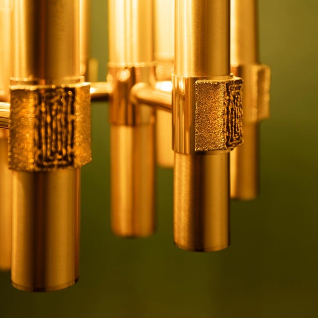 Brutalist Chandelier in Brass with 12 Arms by Angelo Brotto for Esperia, Italy, 1960s For Sale - Image 6 of 9