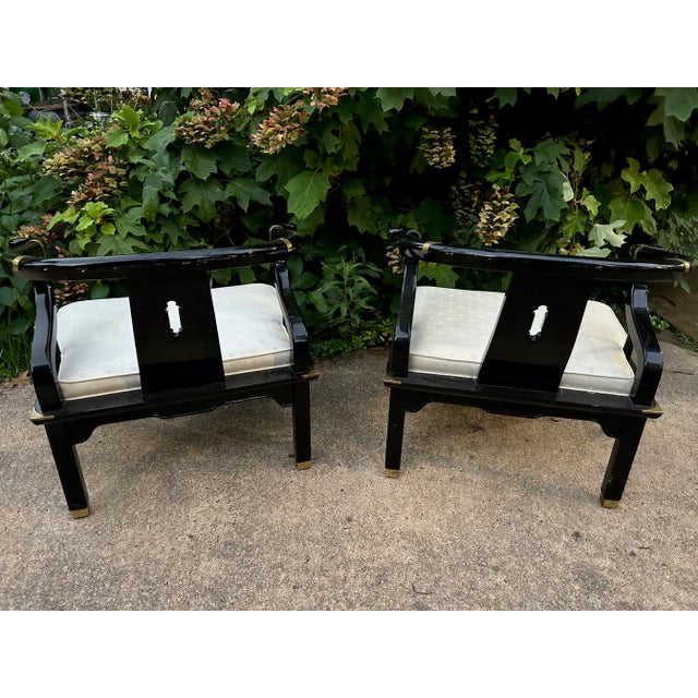 James Mont Style Chinoiserie Ming Horseshoe Chairs Attributed to Century Furniture - A Pair For Sale In Saint Louis - Image 6 of 11