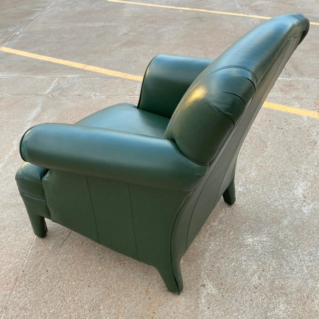 Late 20th Century Neotraditional Fully Upholstered Leather Lounge Chair Manner of John Hutton for Donghia For Sale - Image 9 of 13