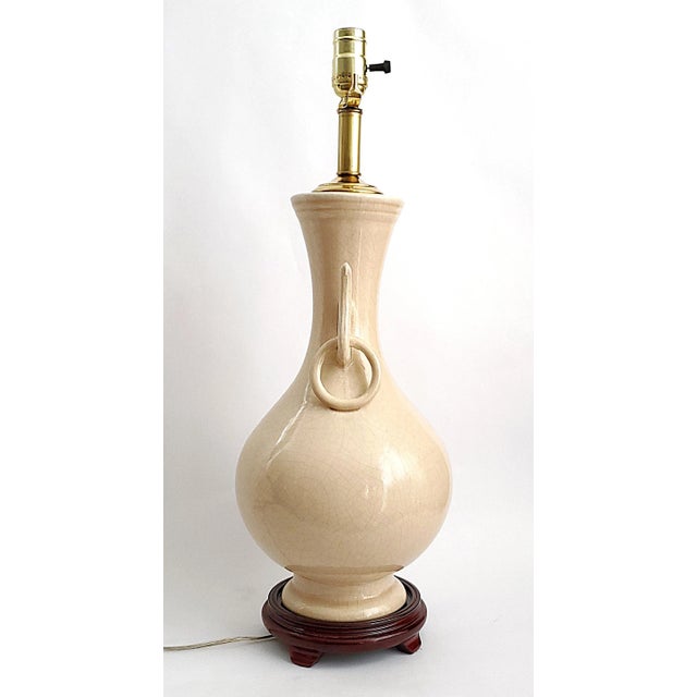 Lamp Crackled Porcelain Restored For Sale - Image 9 of 11