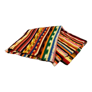 Mid 20th Century Hand Crocheted Large Rainbow Afghan Blanket