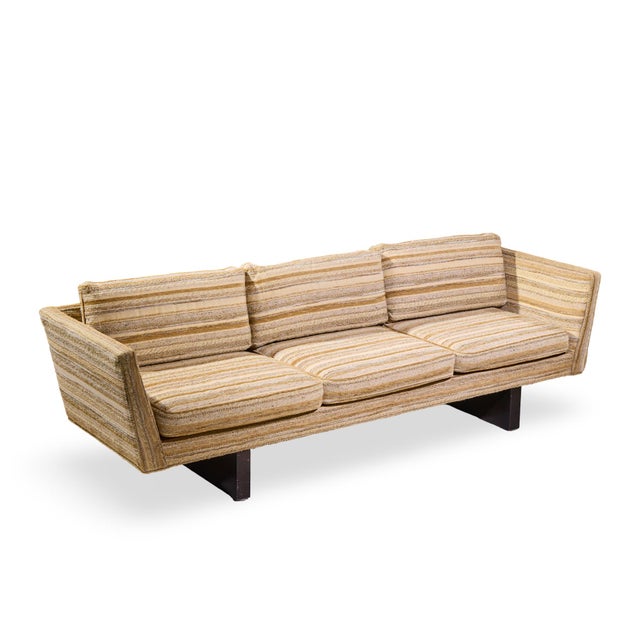 Edward Wormley for Dunbar Model 5485a Mid Century Mahogany Angle Arm Sofa For Sale - Image 9 of 9