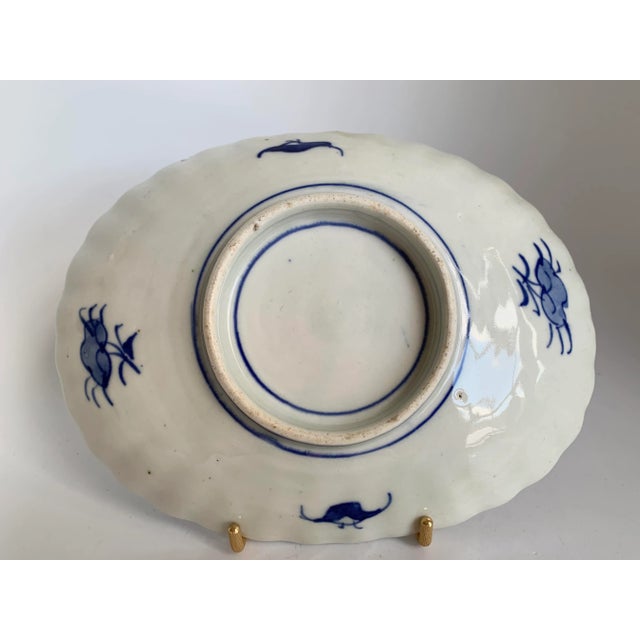 Off-white Antique Mid 19th Early Meiji Period Japanese Imari Oval Dish Charger Scalloped Rim For Sale - Image 8 of 13