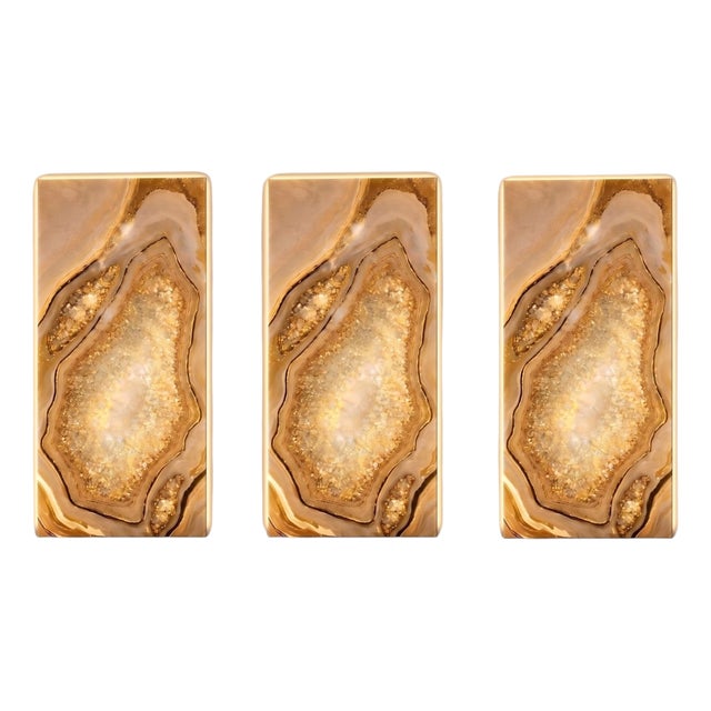 Aurora Geode Triptych Wall Art Panels by Sev Art Gallery, Set of 3 For Sale