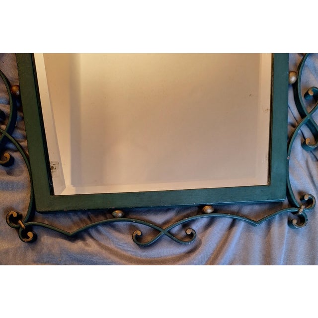 Mid-Century Modern Mid-Century Modern Wall Mirror with Green Lacquered Metal Frame, 1958 For Sale - Image 3 of 7