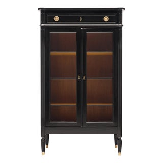 Petite French Louis XVI Style Ebonized Mahogany Vitrine For Sale