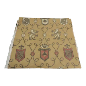 Vintage Tan and Red Heraldic Style Textile Panel