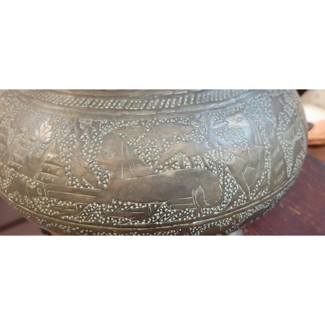 Metal Antique Brass Oil Lamp in the Arabian Style For Sale - Image 7 of 9