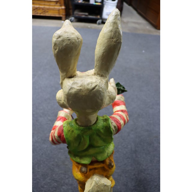 1950s Hand-Painted Folk Art Rabbit Figure With Carrot For Sale - Image 10 of 13