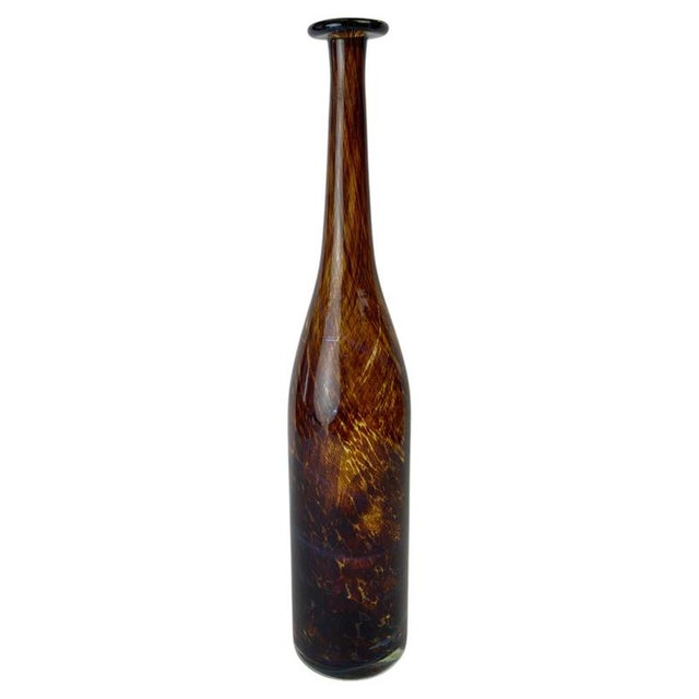 Mdina Glass Bottle Vase in Amber Tortoiseshell by Michael Harris, 1970s For Sale - Image 10 of 10