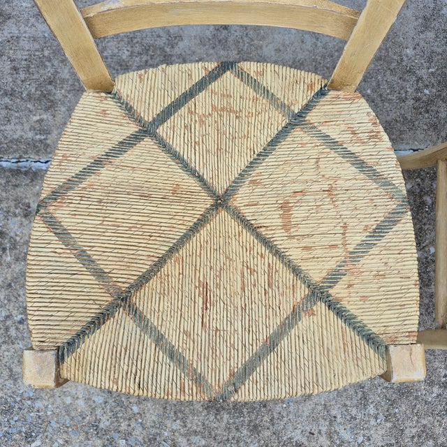 Late 19th Century French Provençal Directoire Painted Carved Back Rush Seat Dining Chairs, Set of 8 For Sale - Image 4 of 16