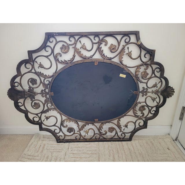 Maitland-Smith Monumental Gilt Iron Oval Mirror – 47" X 32" For Sale - Image 9 of 9
