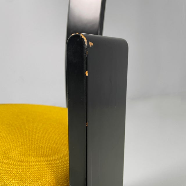 Modern Italian Black Wood and Yellow Fabric Chairs Golem attributed to Vico Magistretti for Poggi, 1970s, Set of 2 For Sale - Image 9 of 18