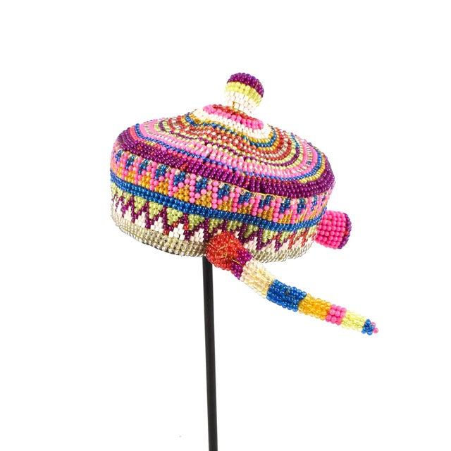 Early 20th Century Early 20th Century Pende Beaded Chief's Hat For Sale - Image 5 of 7