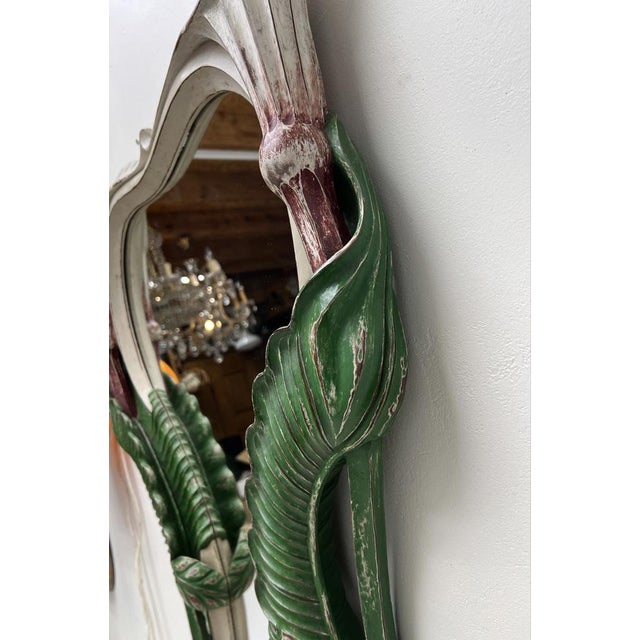 Beige Art Nouveau Carved Wood Mirror with Calla Lilys, 1900s For Sale - Image 8 of 15