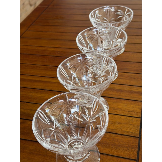 Transparent Late 20th Century Godinger Crystal Palm Tree Ice Cream Dessert Bowls - Set of Four For Sale - Image 8 of 12