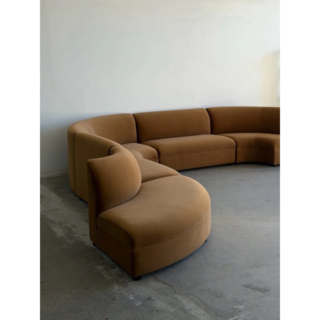 Sculptural Curved Sectional in Camel Velvet - Made to Order For Sale - Image 4 of 14