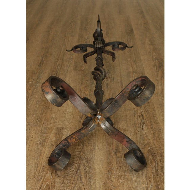 Hand Forged Custom Twisted Iron Set Fire Place Tools For Sale - Image 9 of 13