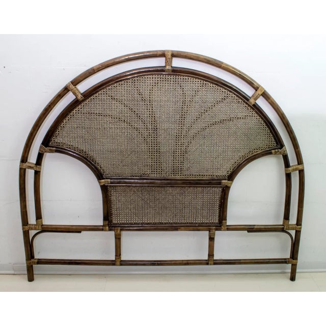 Brown Mid-Century Bamboo and Rattan Double Headboard, 1970s For Sale - Image 8 of 9